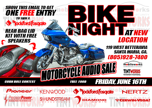 BIKE NIGHT: Friday, June 16th at new location, 119 West Betteravia in Santa Maria